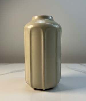 Hearth & Hand Magnolia 9" Faceted Ceramic Vase Taupe Stoneware Farmhouse